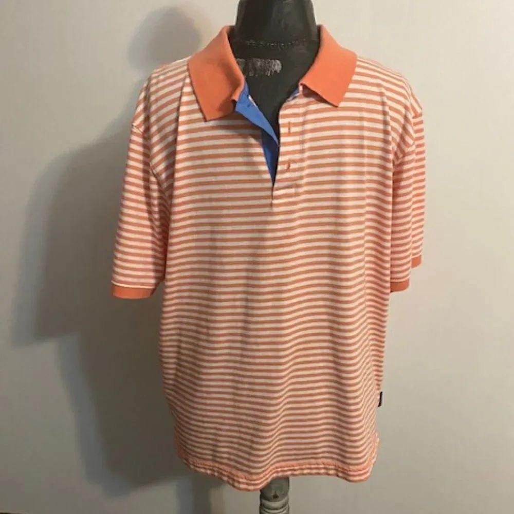 Columbia Orange/White stripe PFG Reg Polo, size L